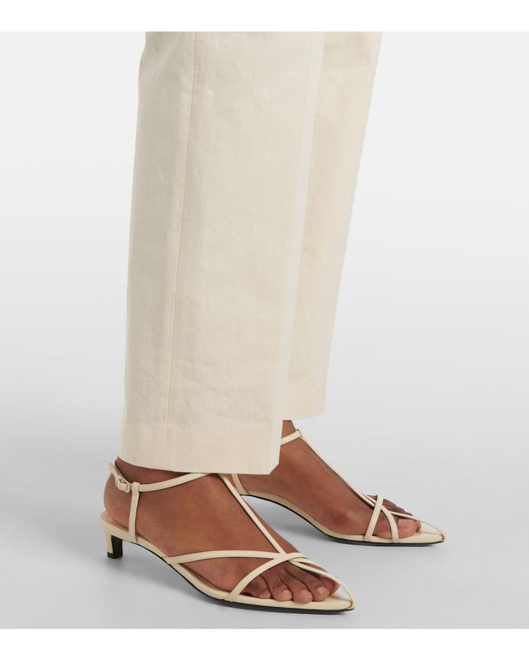 Jil Sander Natural Cropped Cotton Straight Pants