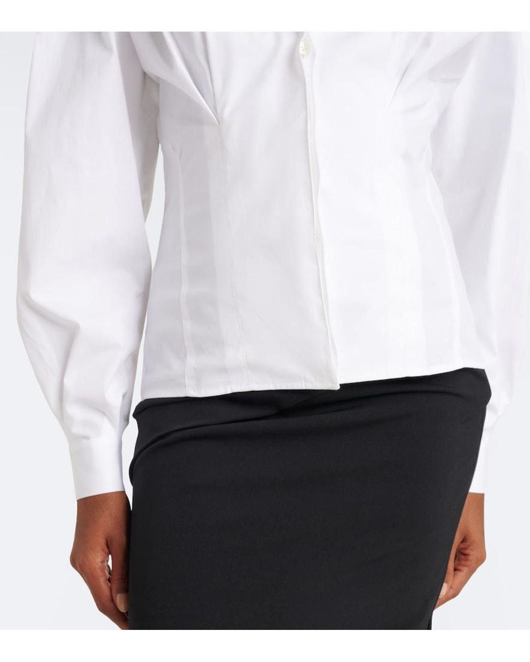 Carolina Herrera White Cotton-Blend Poplin Shirt