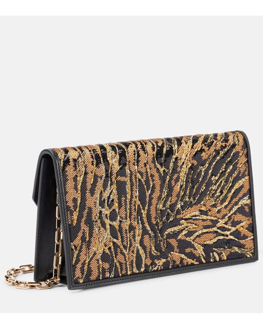 Christian Louboutin Brown Loubi54 Silk Sequinned Clutch Bag