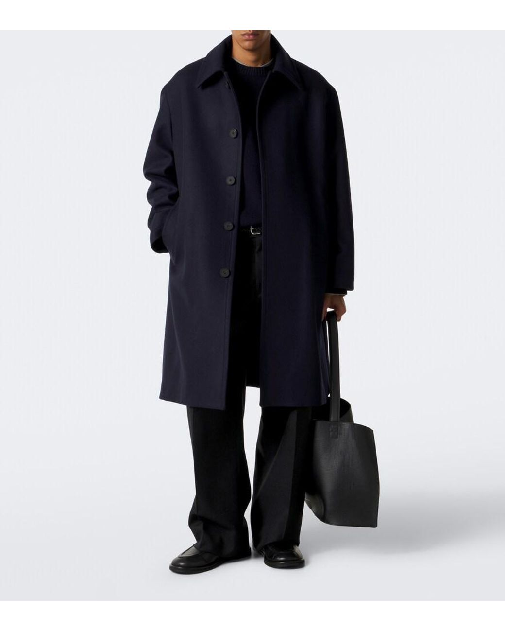 Studio Nicholson Blue Ady Wool-Blend Overcoat for men