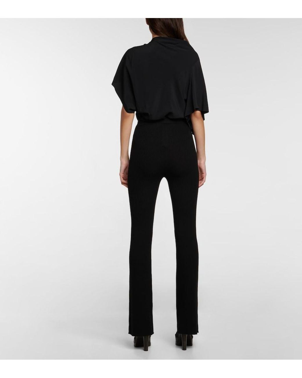 Rick Owens Black Rib-Knit Wool-Blend Pants