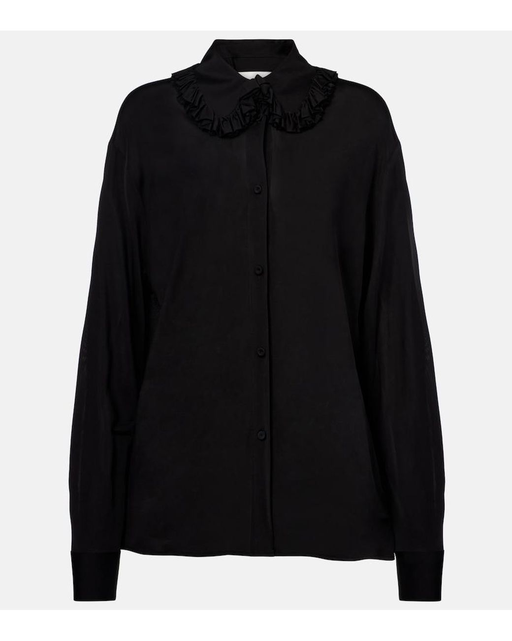 Jil Sander Black Ruffled Blouse