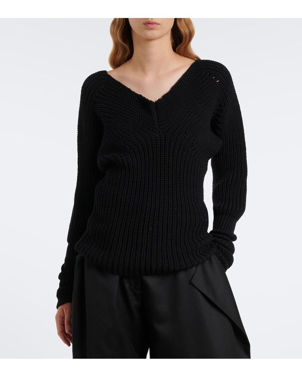 Lemaire Black Ribbed-Knit Wool Sweater