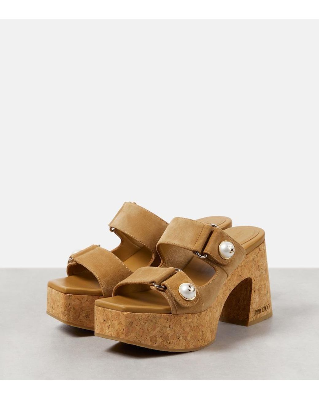 Jimmy Choo Brown Fayence 95 Suede Platform Mules