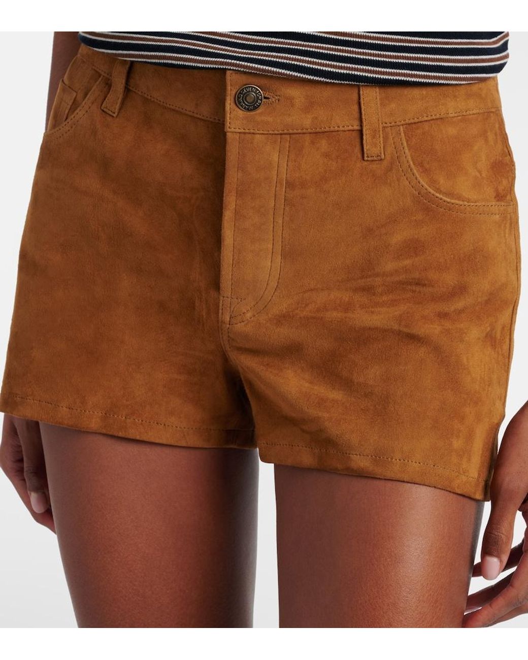 7 For All Mankind Natural Suede Shorts
