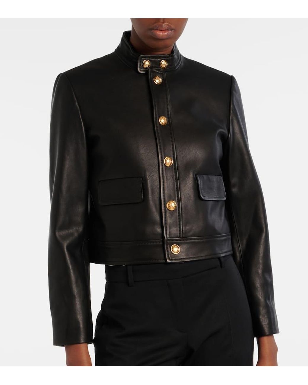 Nili Lotan Black Hadley Cropped Leather Jacket