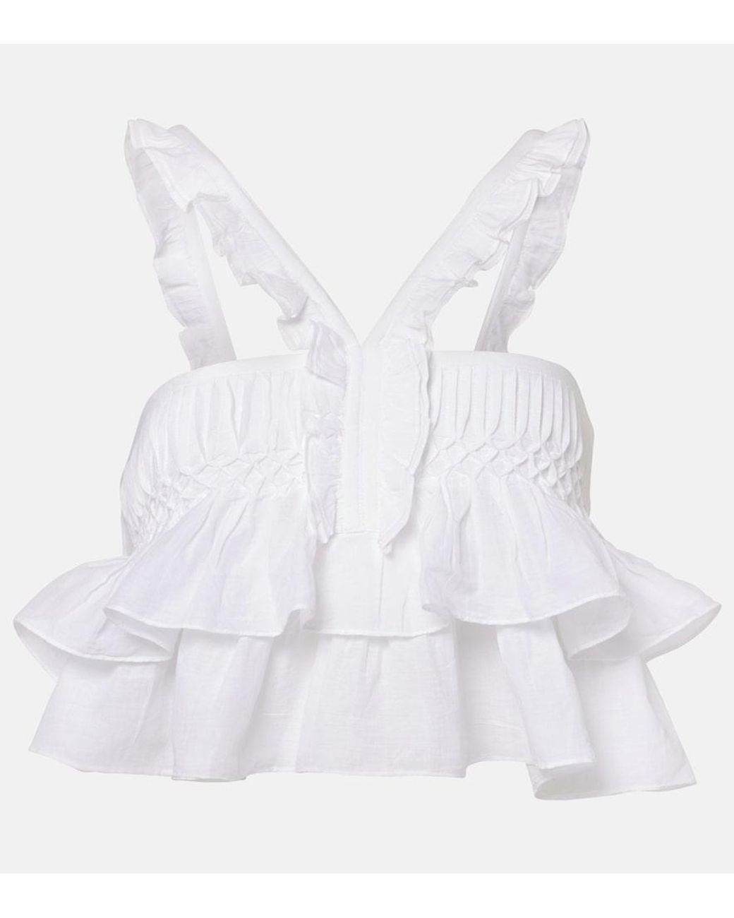 Isabel Marant White Daliana Ruffled Cotton-Blend Top