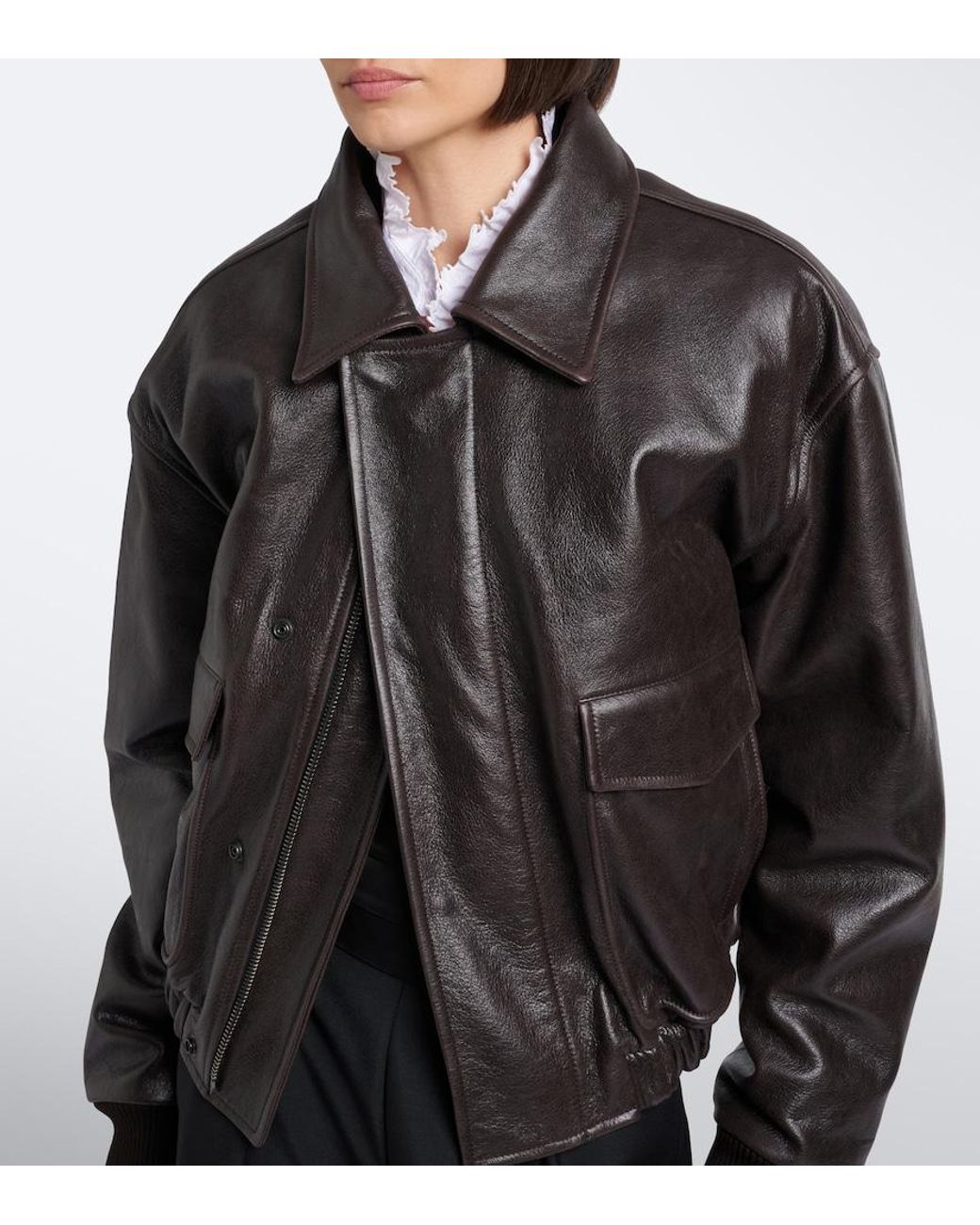 Lemaire Black Shearling-Trimmed Leather Blouson Jacket