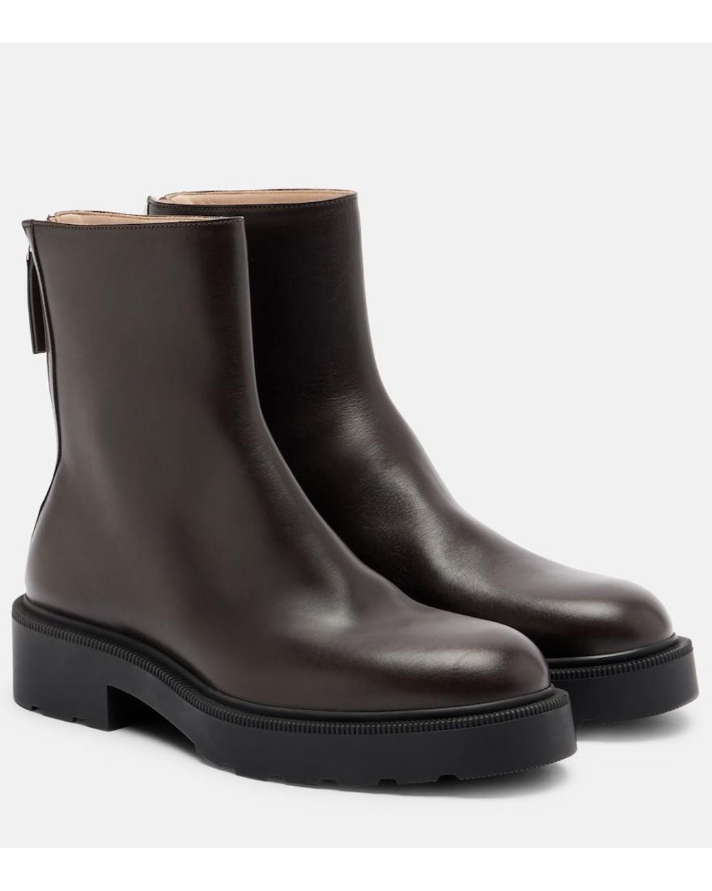The Row Black Nobilis Fast Leather Ankle Boots