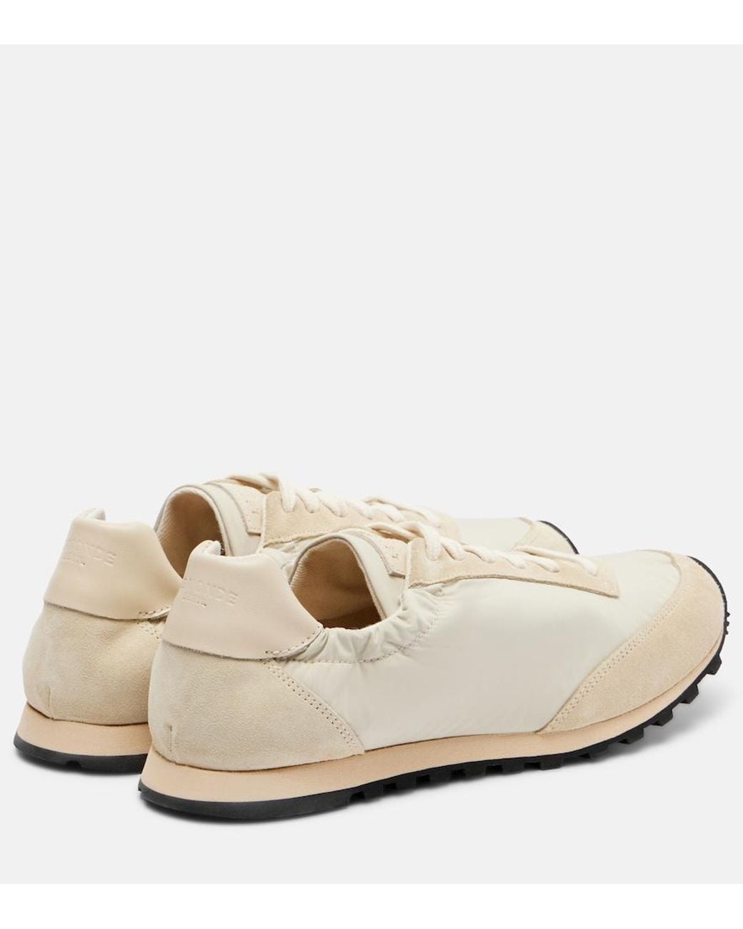 Le Monde Beryl White Slim Runner Suede-Trimmed Sneakers