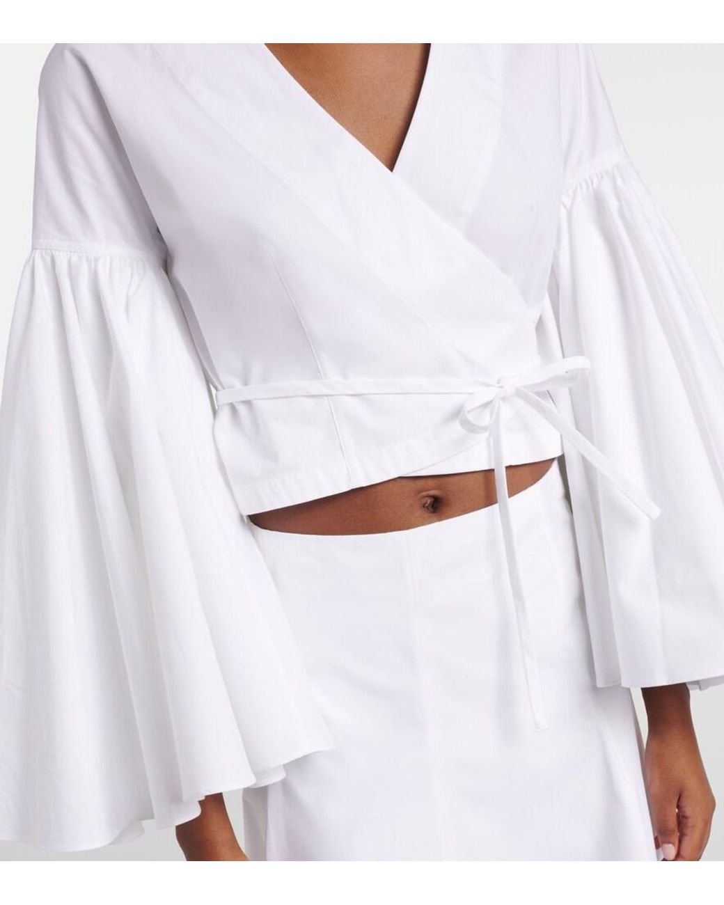Jacquemus White Paysan Cotton Poplin Wrap Top