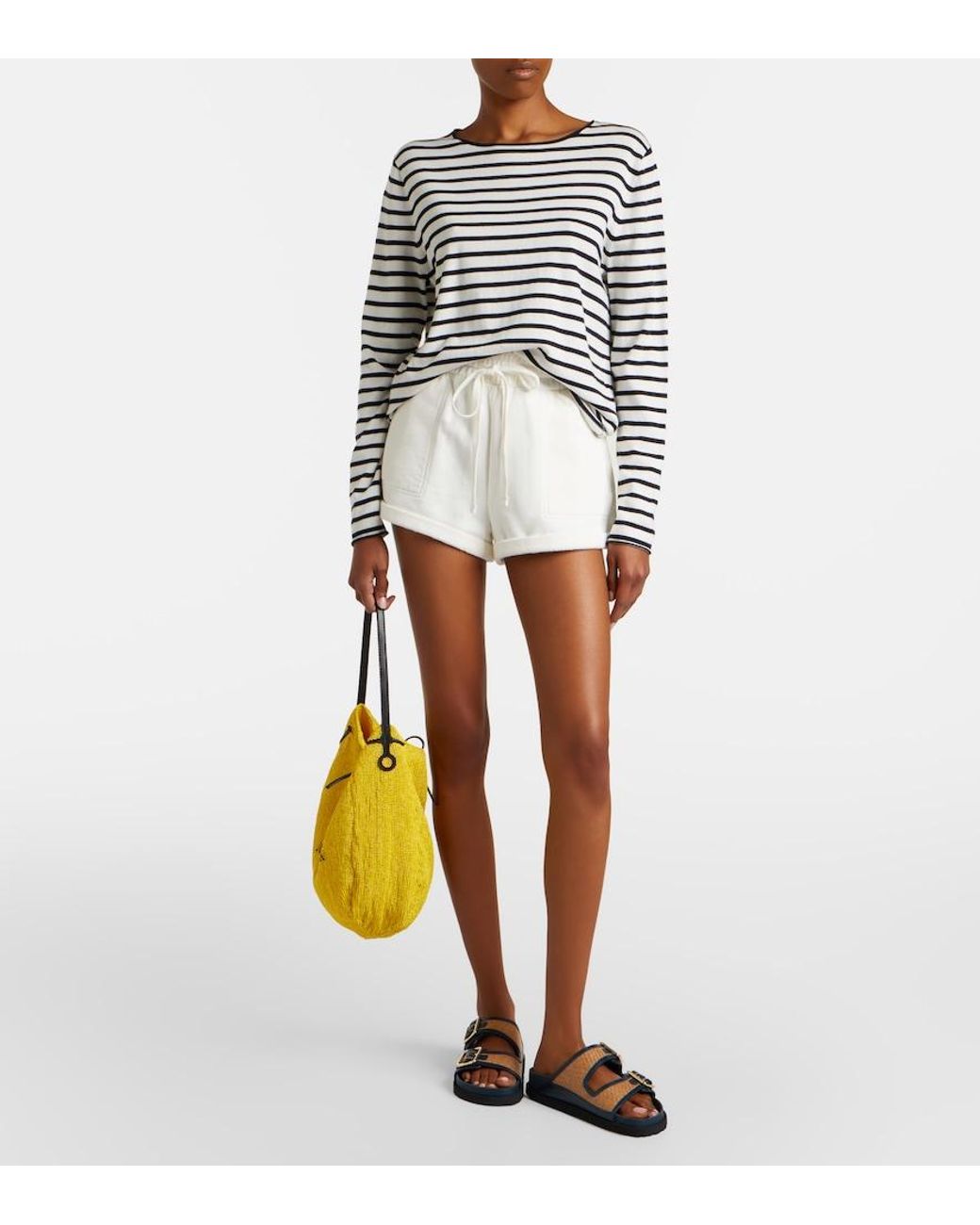 Citizens of Humanity White Vivienne Cotton Fleece Shorts