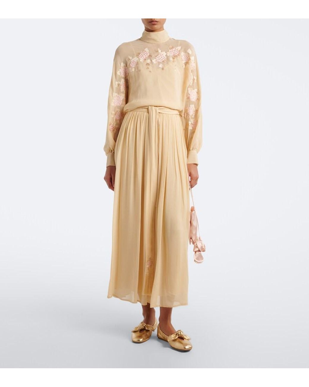 Zimmermann Natural Carousel Metallic Leather Ballet Flats