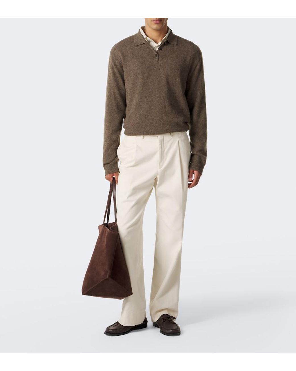 LeKasha Brown Crete Cashmere Polo Sweater for men