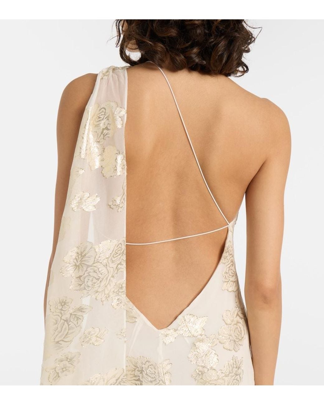 Alexandra Miro White Ava Silk-Blend Lame Maxi Dress