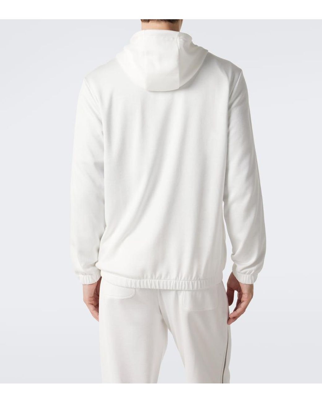 Eleventy White Cotton Zip-Up Hoodie for men