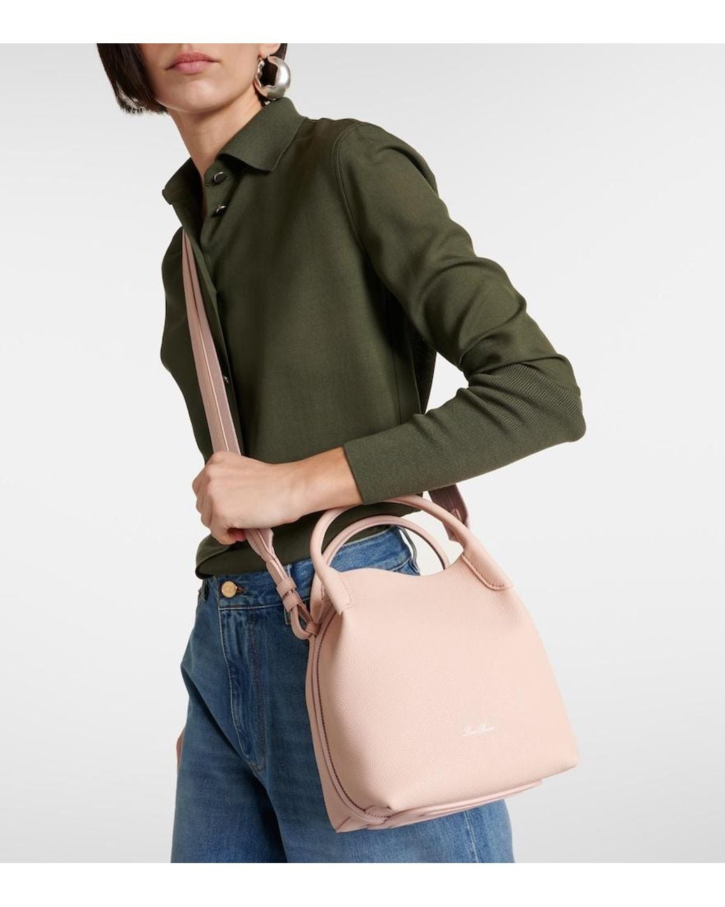 Loro Piana Natural Bale Small Leather Tote Bag