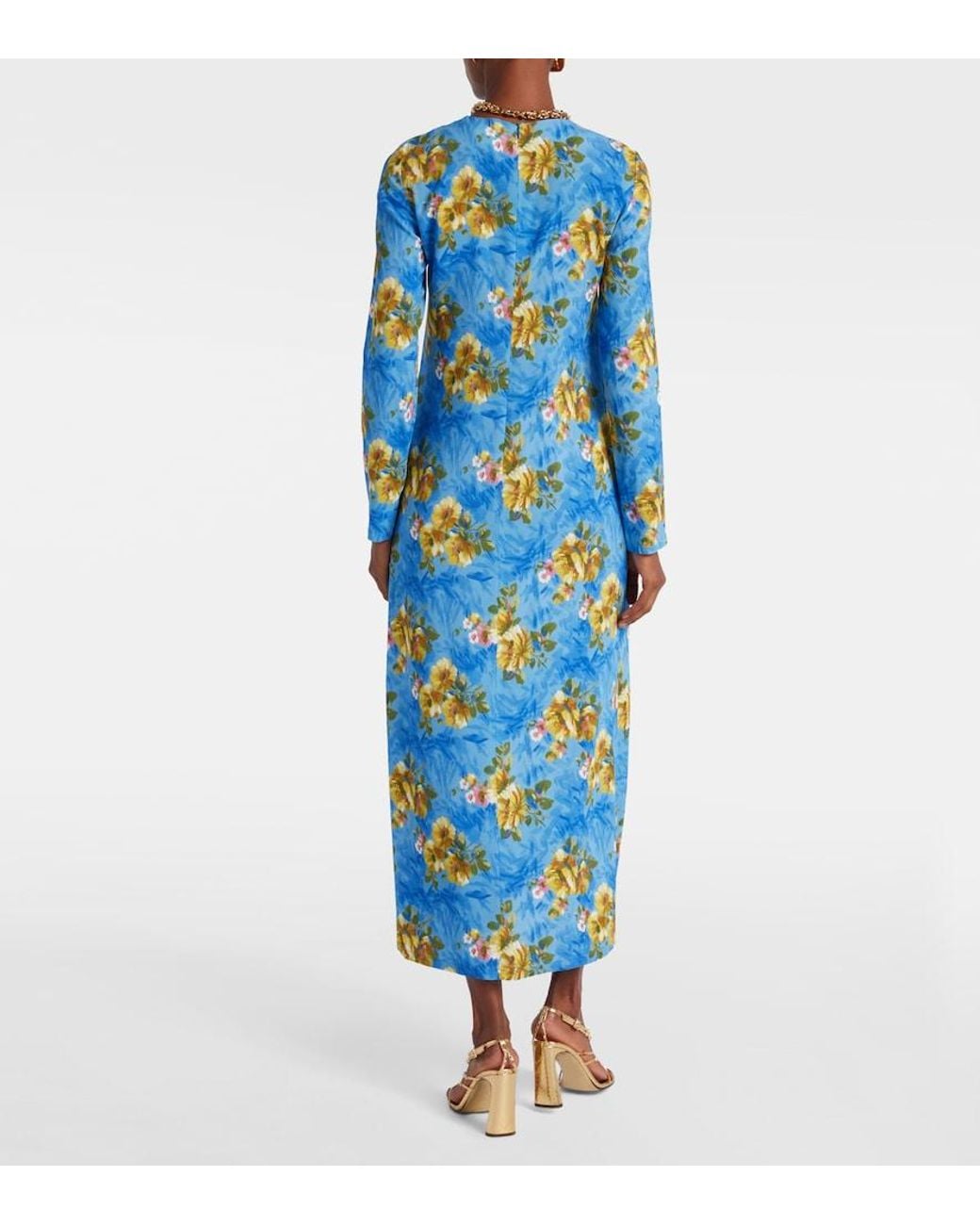 LaDoubleJ Blue Swing Floral Midi Dress