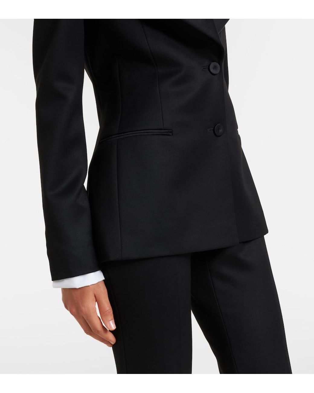 McQueen Black Satin-Trimmed Wool Barathea Blazer