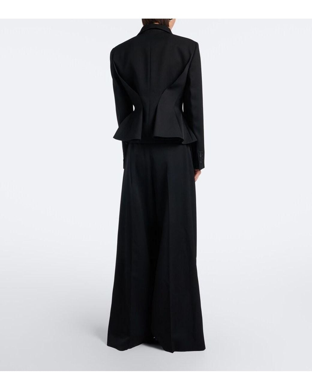 Givenchy Black Wool Grain De Poudre Barrel-Leg Pants