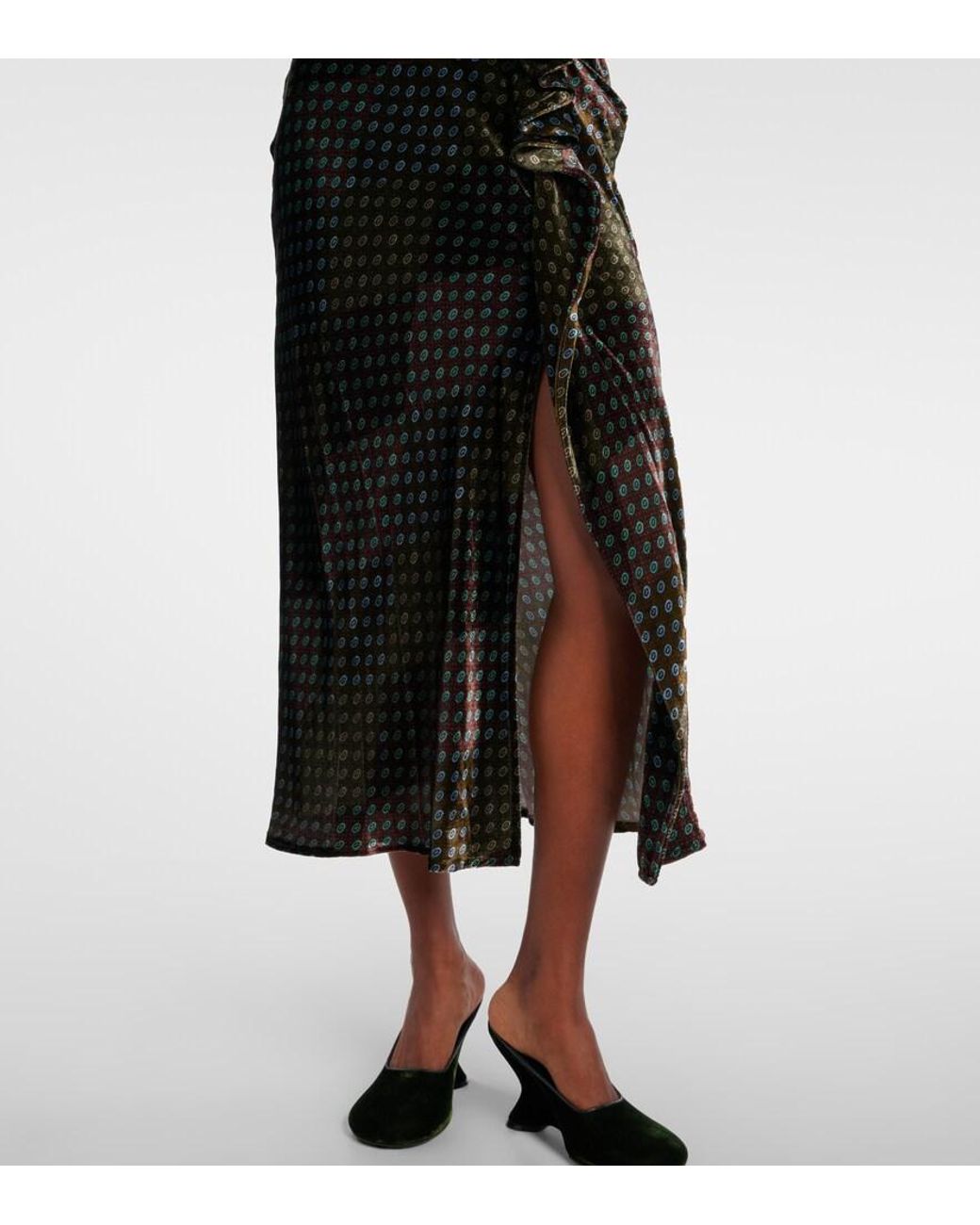 Dries Van Noten Black Asymmetric Printed Gown