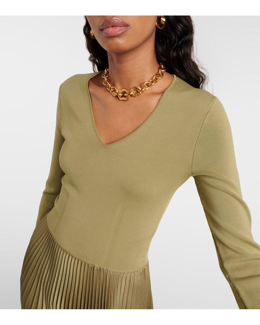 Joseph Green Dubois Plisse Midi Dress