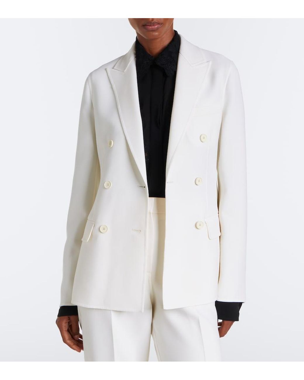 Fendi White Double-Breasted Virgin Wool Blazer
