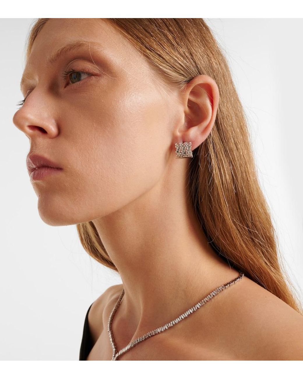 Suzanne Kalan White Rondelle 18Kt Earrings With Diamonds