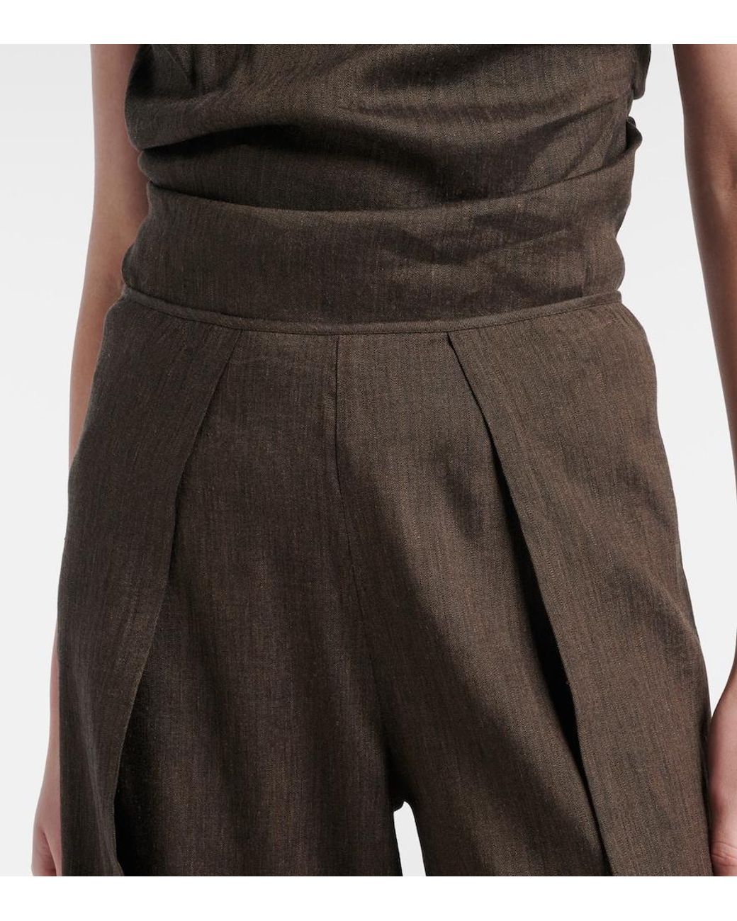 Proenza Schouler Brown Calla Linen-Blend Wide-Leg Pants
