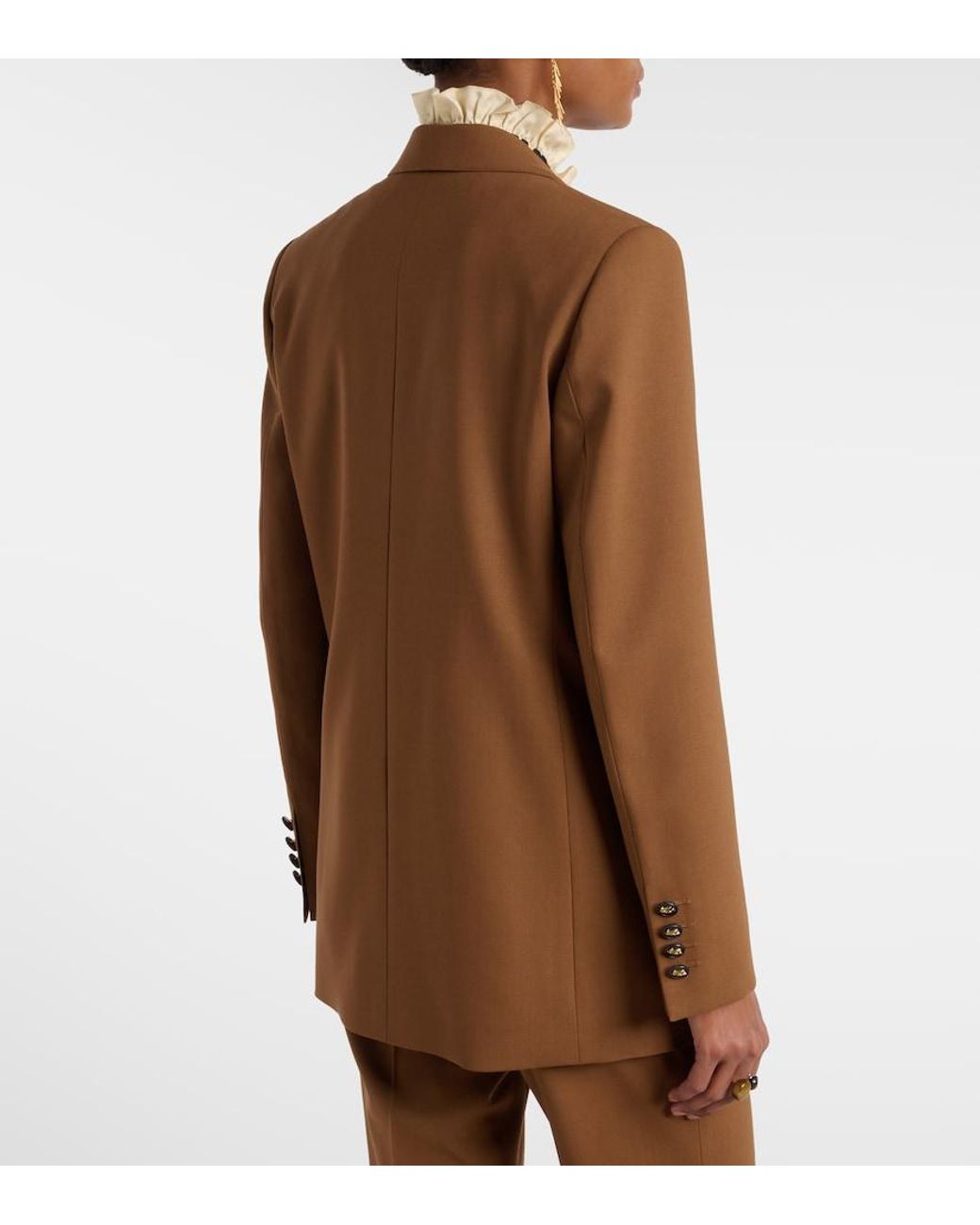 Etro Brown Double-Breasted Wool-Blend Blazer