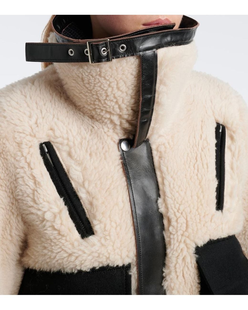 Sacai Black Paneled Wool-Blend Blouson Jacket