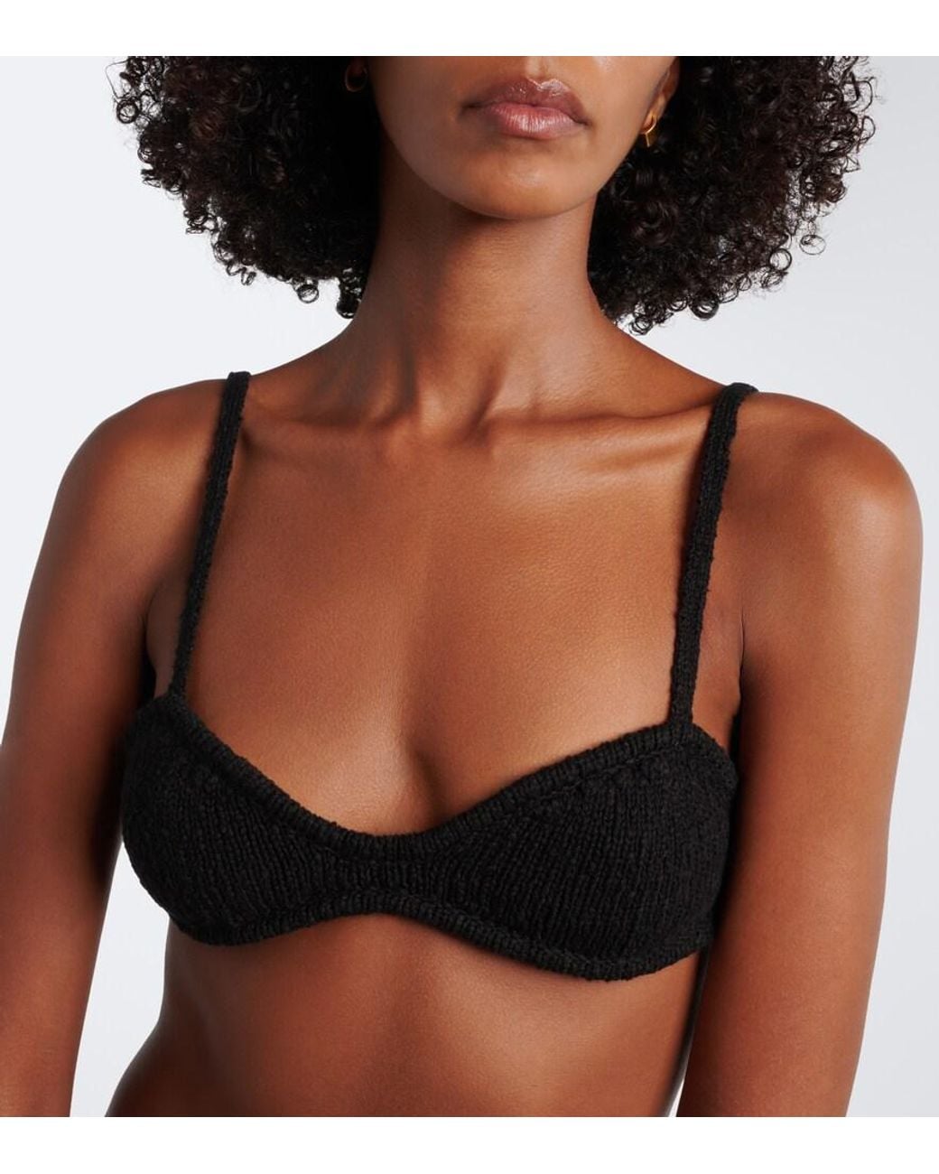AYA MUSE Black Kena Knitted Cotton Bra Top