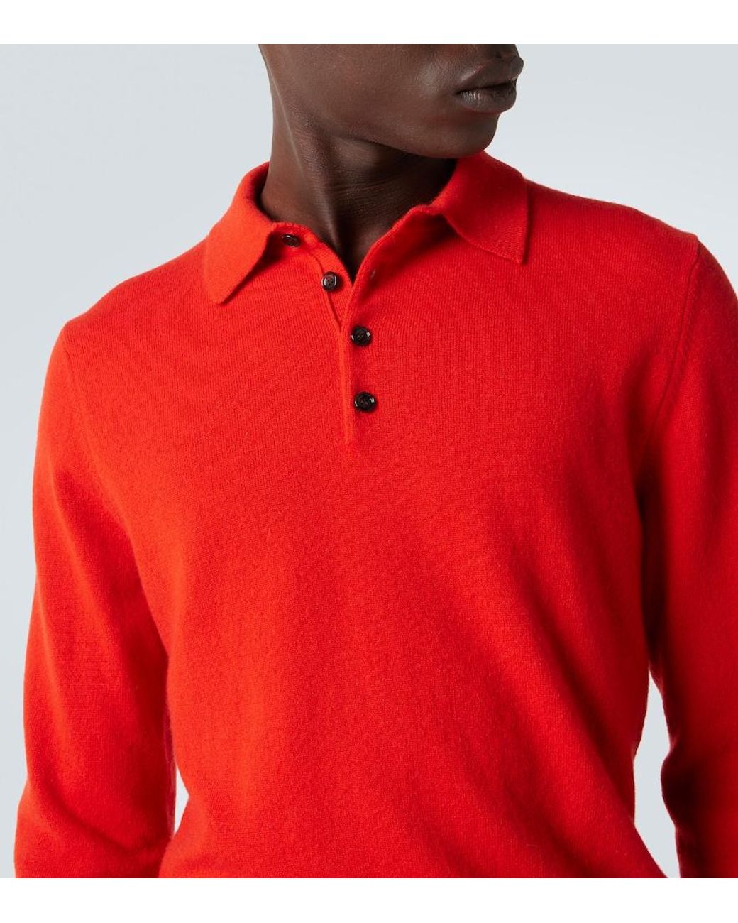 Allude Red Cashmere Polo Sweater for men