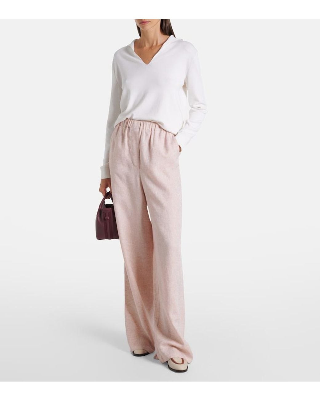 Loro Piana Pink Valerio Linen Wide-Leg Pants