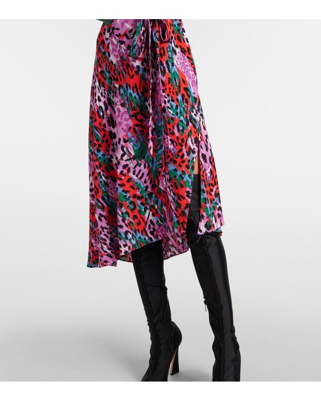 Diane von Furstenberg Red Eloise Leopard-Print Midi Dress