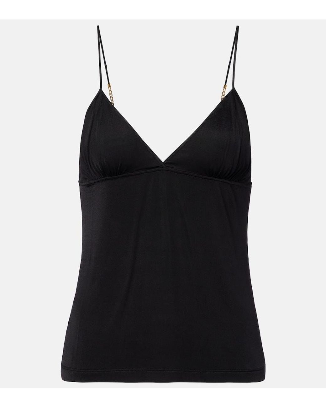 Saint Laurent Black Cassandre Chain-Detail Jersey Camisole