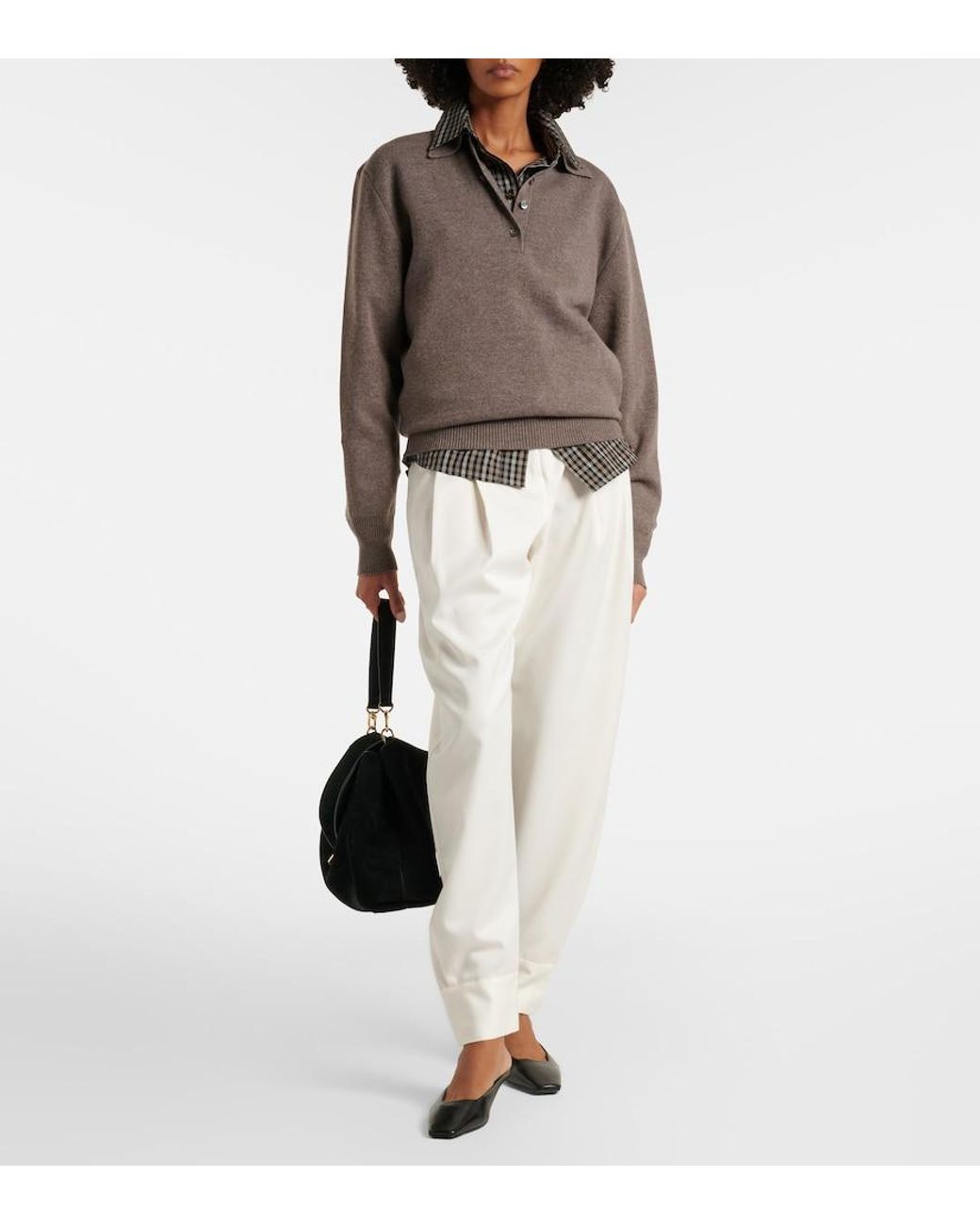 Rohe Gray Wool And Cashmere Polo Sweater