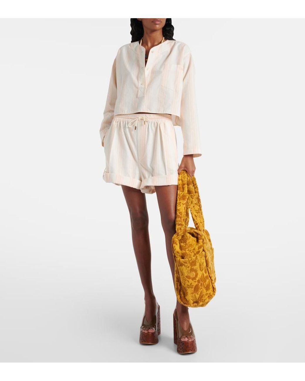 Chloé White Striped Cotton Crop Top