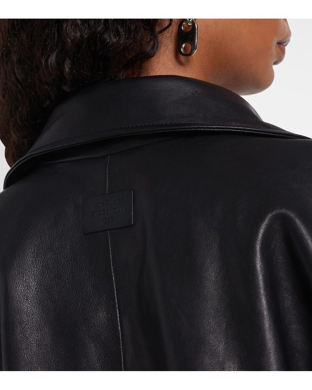Acne Black Logo Leather Jacket
