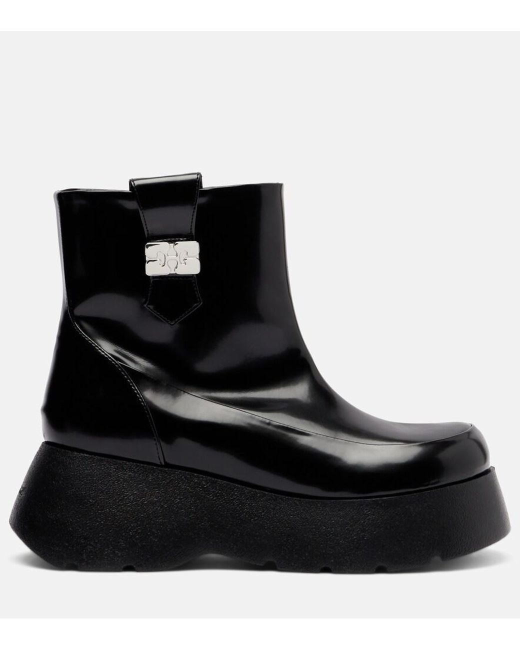 Ganni Black Kat Platform Ankle Boots