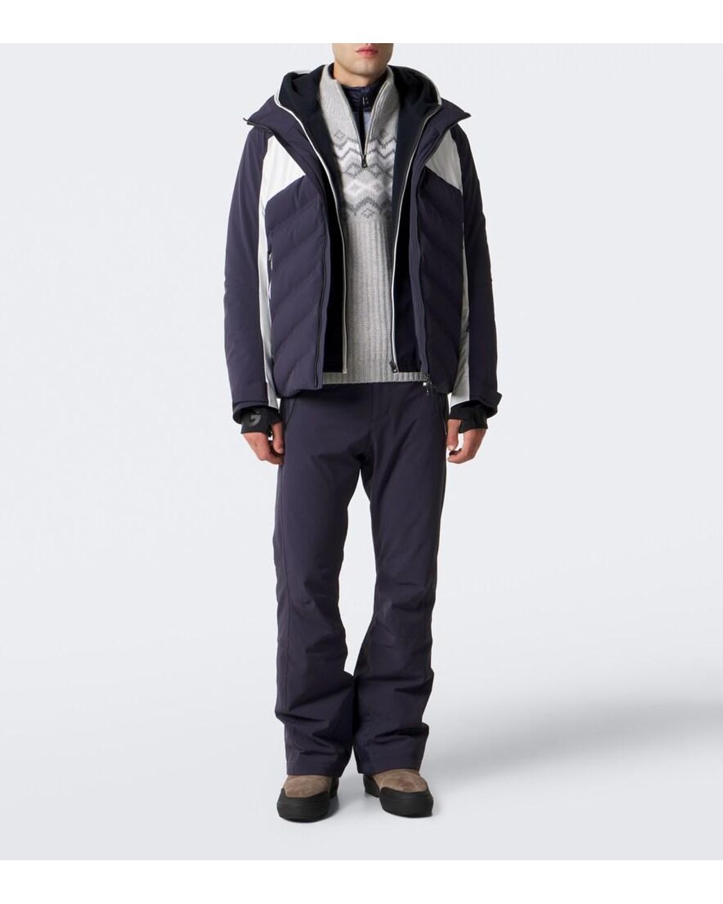 Bogner Gray Ludi Fair Isle Cashmere Half-Zip Sweater for men