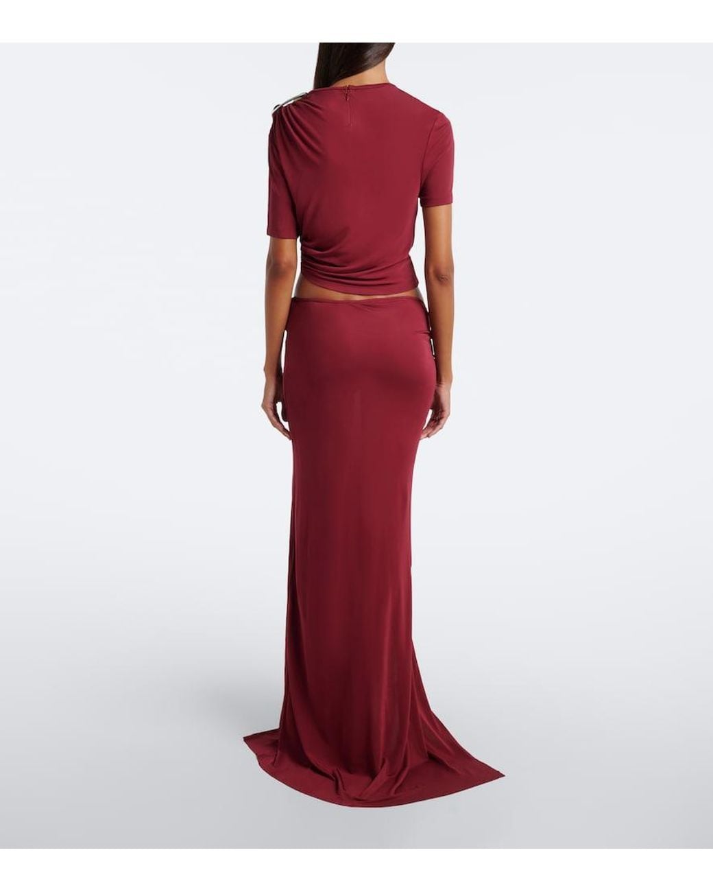 Christopher Esber Orica Crystal Gathered Jersey Maxi Skirt