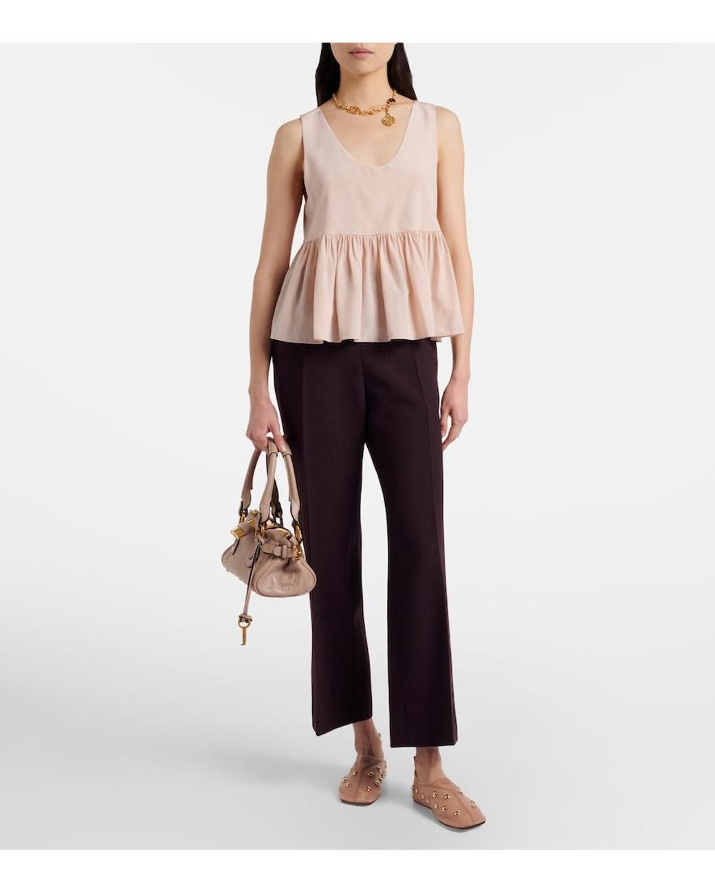 Chloé Pink Rita Studded Mesh Flats