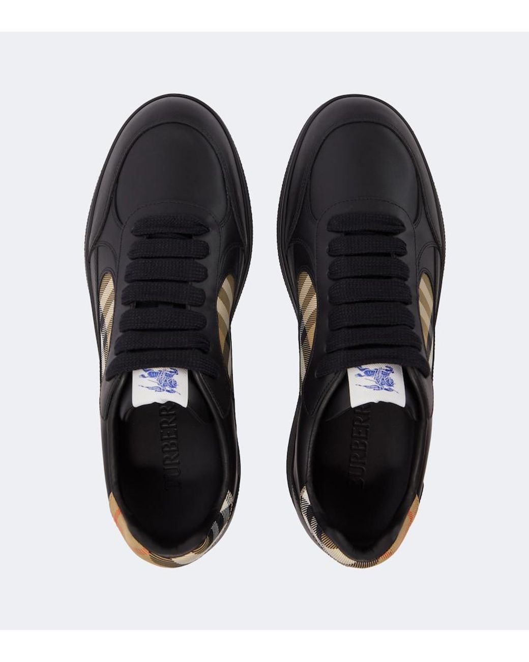 Burberry Black Terrace Check Leather Sneakers for men