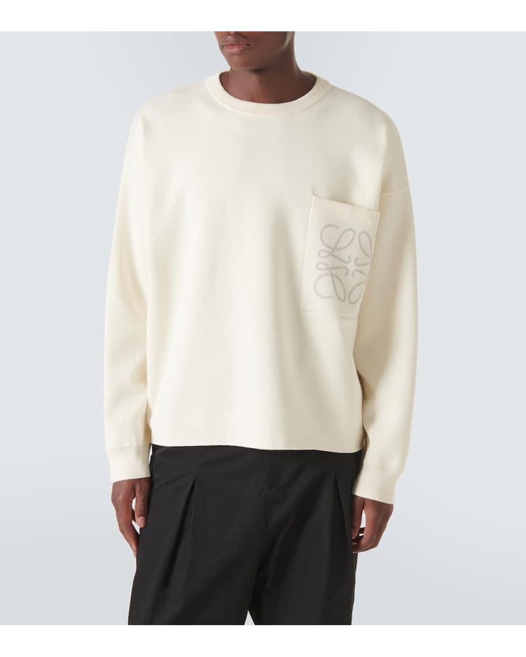 Loewe Anagram Cotton-Blend Sweatshirt in White for Men | Lyst