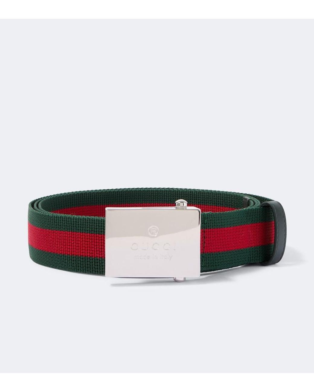 Gucci White Web Stripe Canvas Belt for men