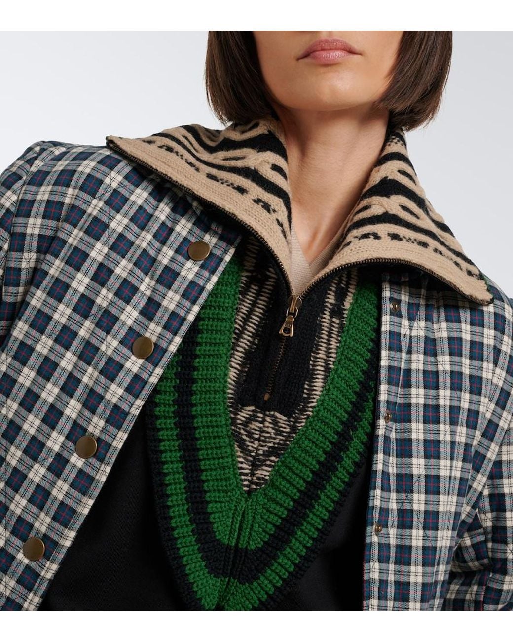 Dries Van Noten Green Wool Collar
