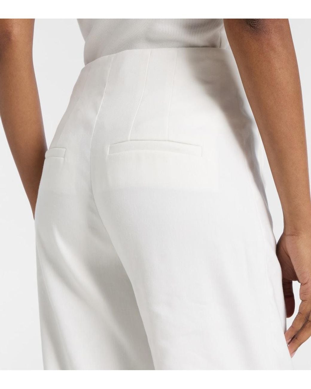 Veronica Beard White Jude Linen-Blend Wide-Leg Pants