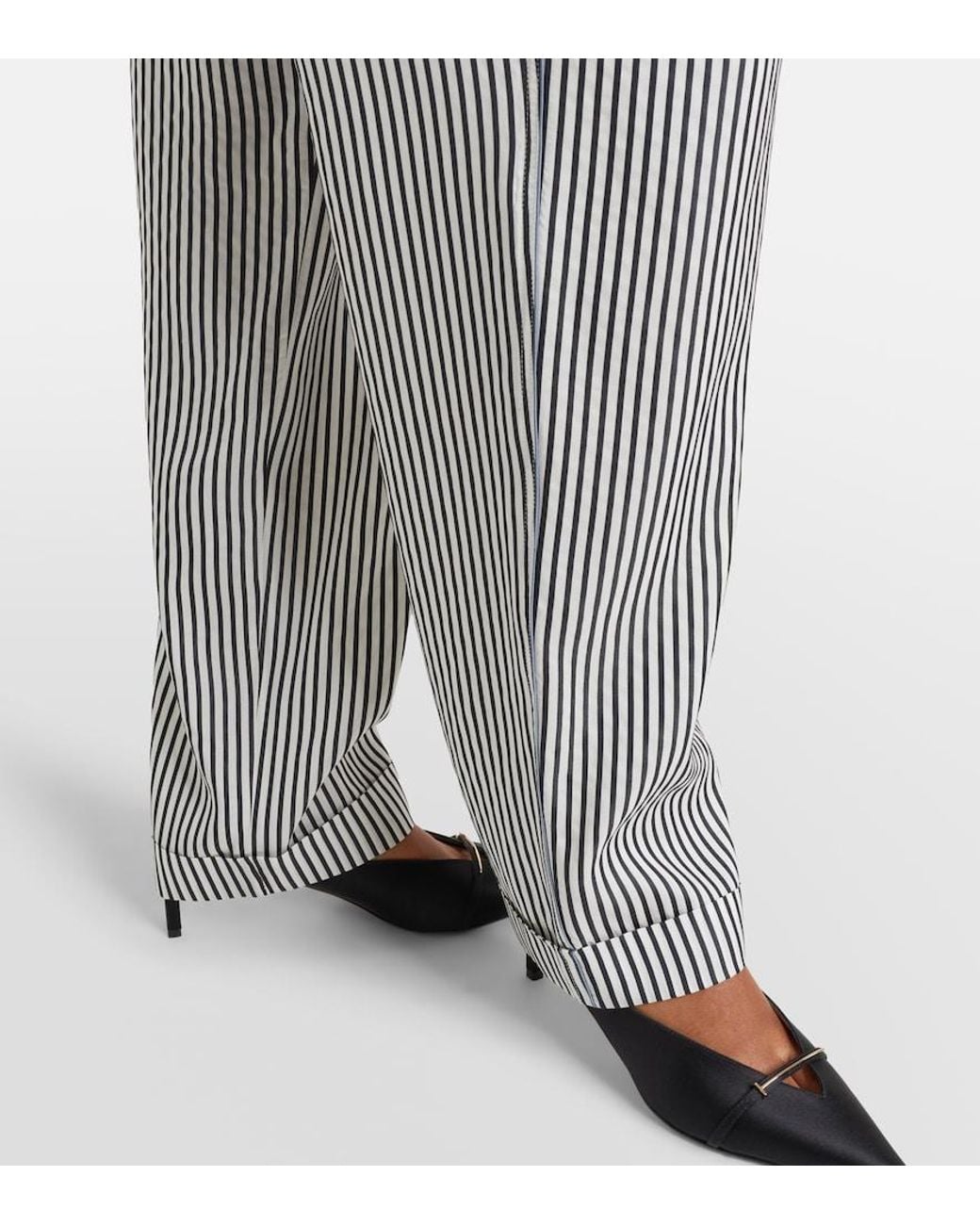 Tom Ford Gray Striped Silk Straight Pants