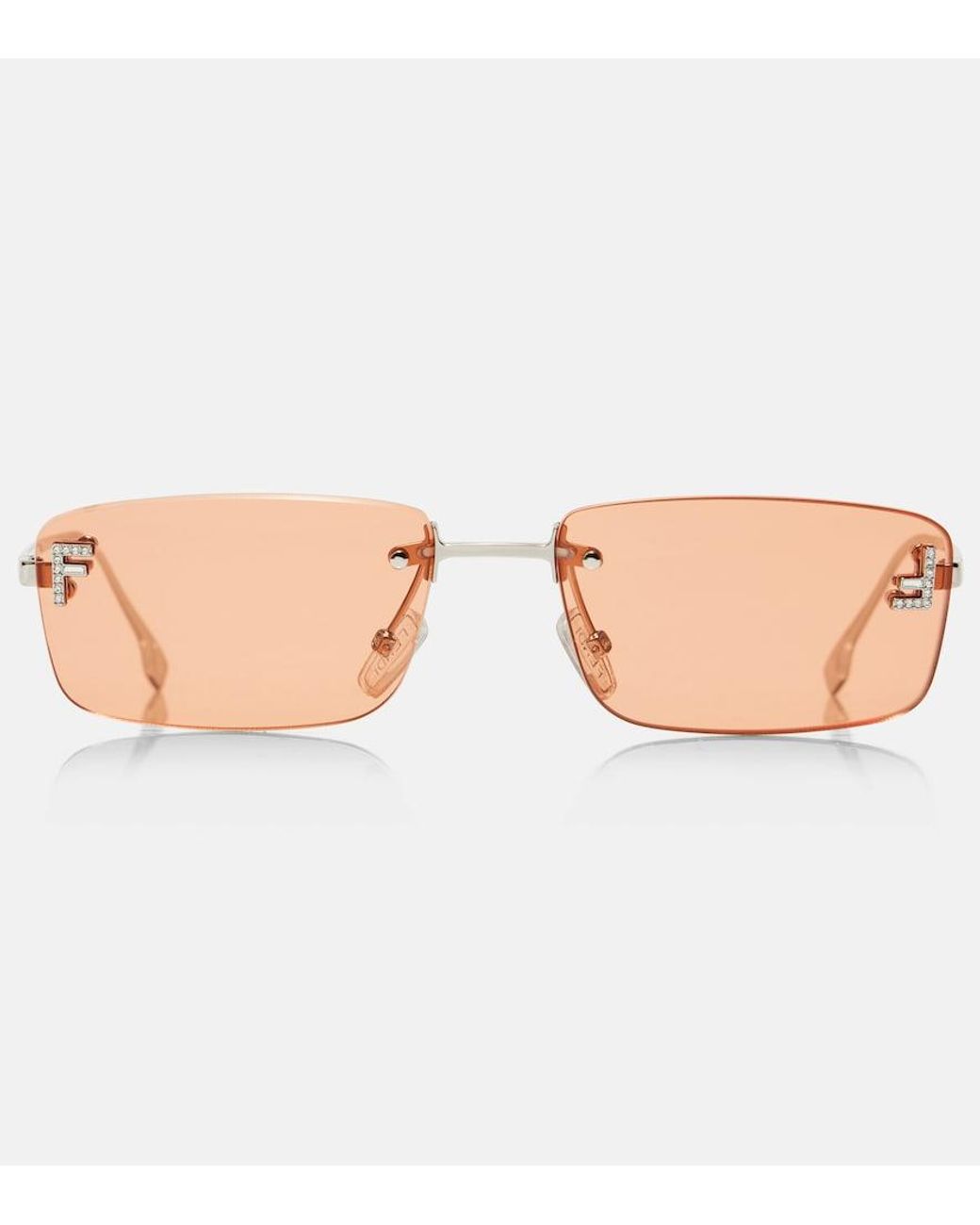 Fendi Brown Eckige Sonnenbrille First Crystal
